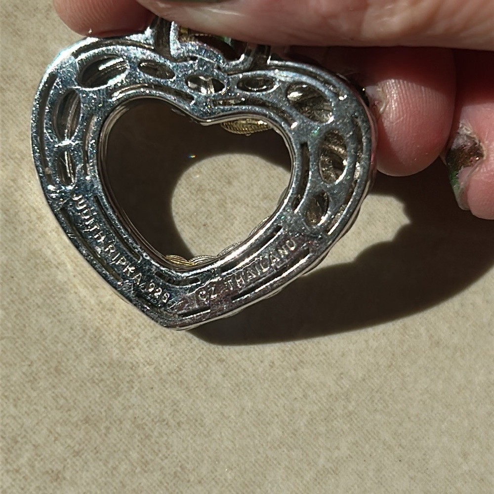 Judith Ripka sterling silver heart pendant with CZ diamonds - Picture 2 of 3
